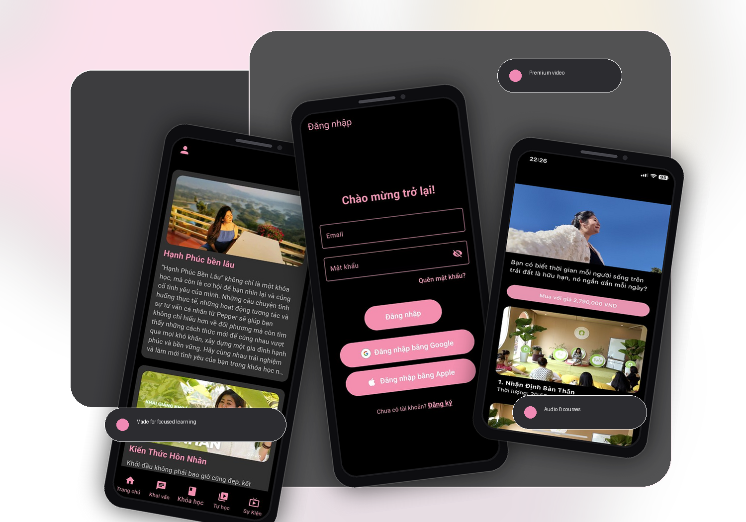 Pepper app preview on multiple phones